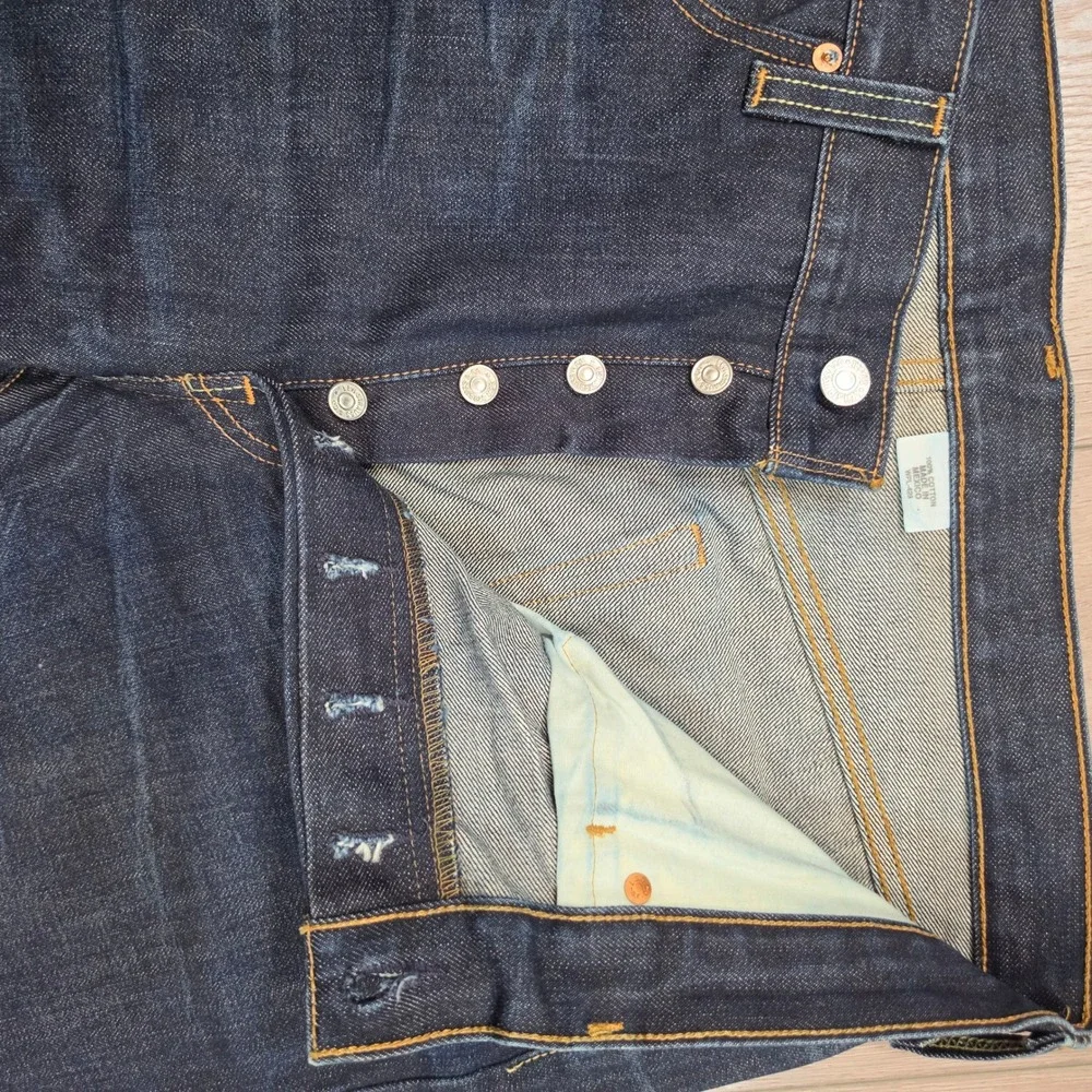 Levis 501 J. Crew Mens Dark Wash Straight Leg Button Fly Jeans 36x32 Indigo